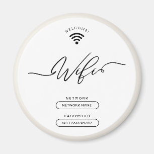 White and Beige Minimalist Simple Wifi Zone Magnet