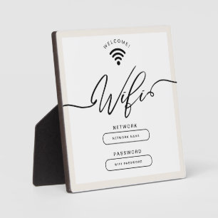 White and Beige Minimalist Simple Wifi Zone Plaque