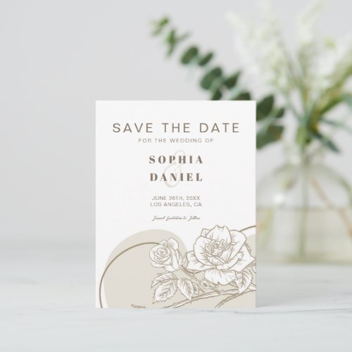 White and Beige Roses  Save The Date