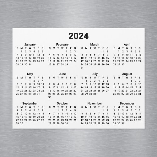 White and Black 2024 Magnetic Calendar