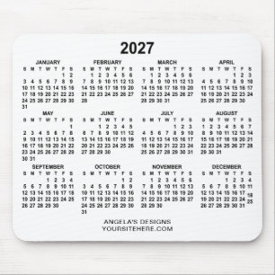 White and Black 2027 Calendar Promotional Mouse Pad