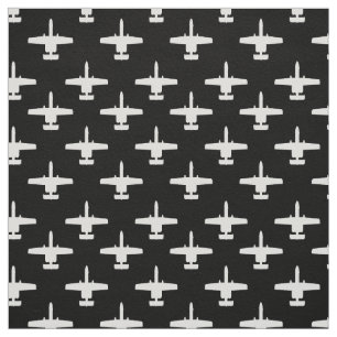 White and Black A-10 Warthog Attack Jet Pattern Fabric