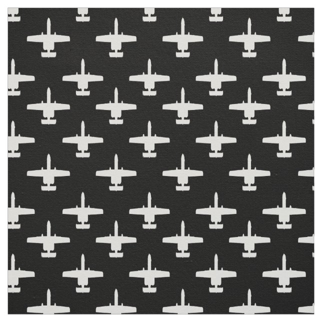 White and Black A-10 Warthog Attack Jet Pattern Fabric (Swatch)