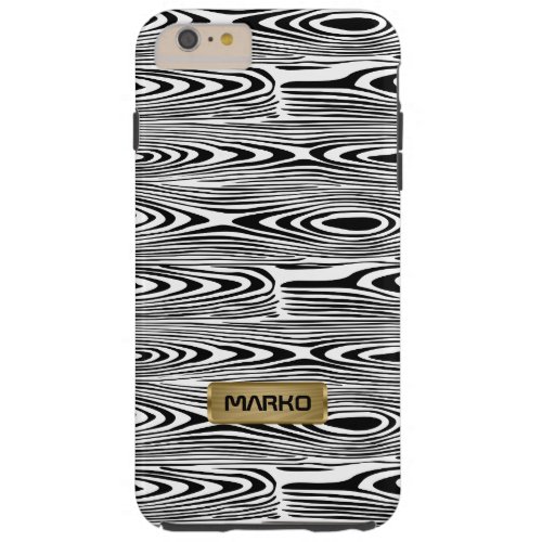 White And Black Abstract Wood Grain Pattern Tough iPhone 6 Plus Case