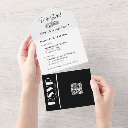 White and Black Affair_Wedding Rings_ All In One Invitation