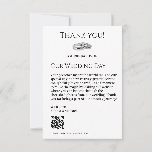White and Black Affair-Wedding- Thank You Card (Back)