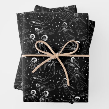 White And Black Angels Wrapping Paper Sheets by paesaggi at Zazzle