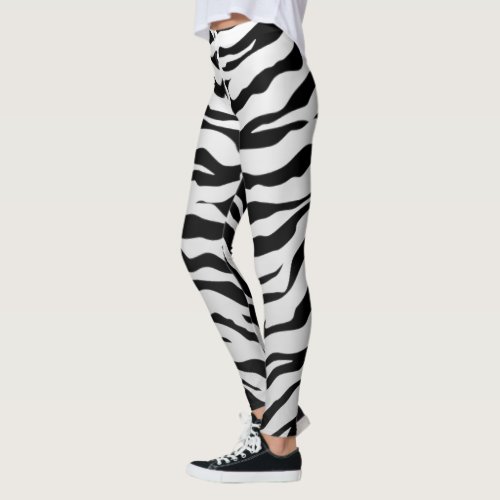 White And Black Animal Tigers Stripes Leggings