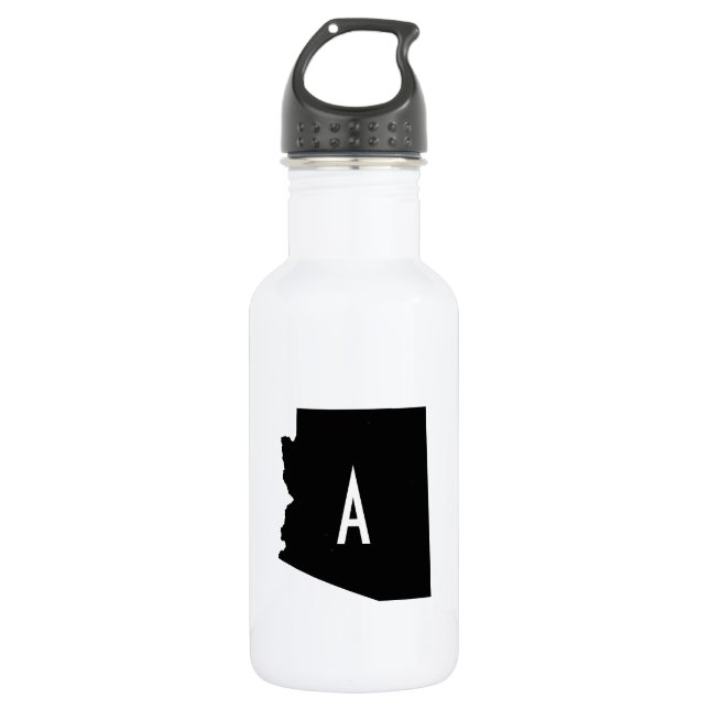 White and Black Arizona Monogram Stainless Steel Water Bottle (Front)