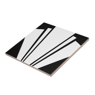 White And Black Art Deco Design Ceramic Tile