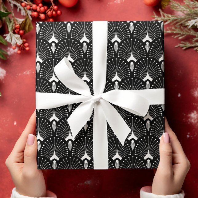 White and black art-deco pattern wrapping paper (Creator Uploaded)