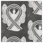 White and Black Awareness Ribbon Angel Fabric