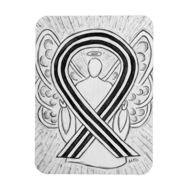 White and Black Awareness Ribbon Art Magnets (Vertical)