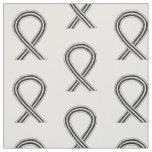 White and Black Awareness Ribbon Fabric Material