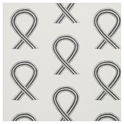 White and Black Awareness Ribbon Fabric Material