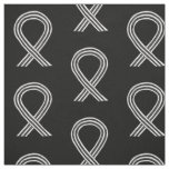 White and Black Awareness Ribbon Fabric Material
