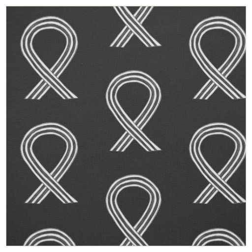 White and Black Awareness Ribbon Fabric Material