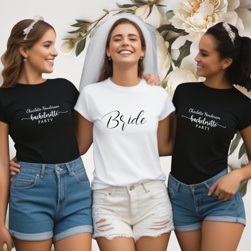 White And Black Bachelorette Party Bride T_Shirt