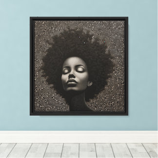 White and Black, Black woman proud portrait Canvas Print