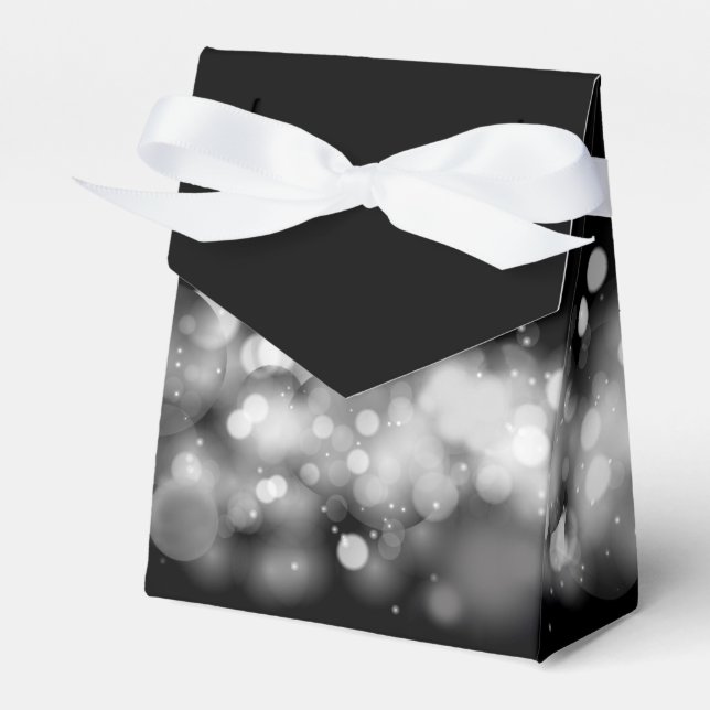 White and Black Bokeh Party Favor Box (Front Side)