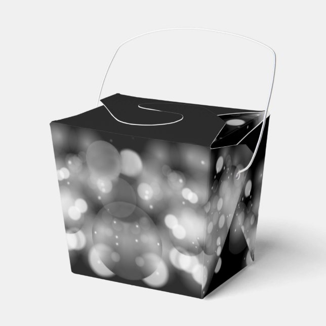 White and Black Bokeh Take Out Party Favor Box (Front Side)