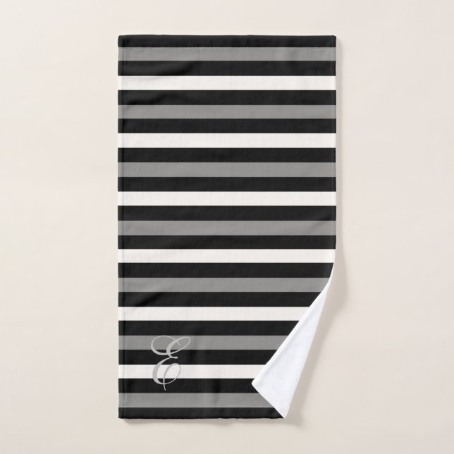 White and black bridesmaid customizable initial hand towel  (Hand Towel)