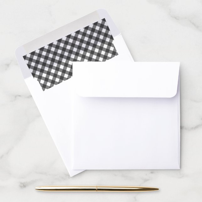 White and Black Buffalo Check Gingham Pattern Envelope Liner (Desk)