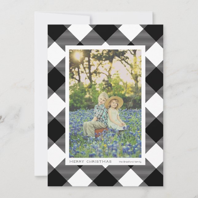 White and Black Buffalo Check Photo Holiday (Front)