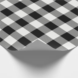 White and Black Buffalo Check Plaid - Gift Wrap | Zazzle