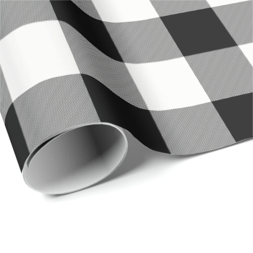 White and Black Buffalo Check Plaid - Gift Wrap | Zazzle