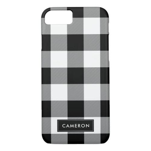 White and Black Buffalo Check Plaid _ Phone Case