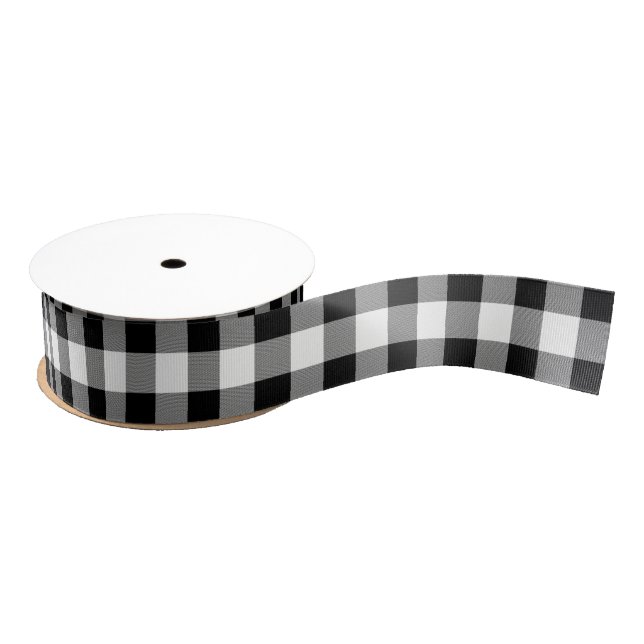 White and Black Buffalo Check Plaid - Ribbon (Spool)