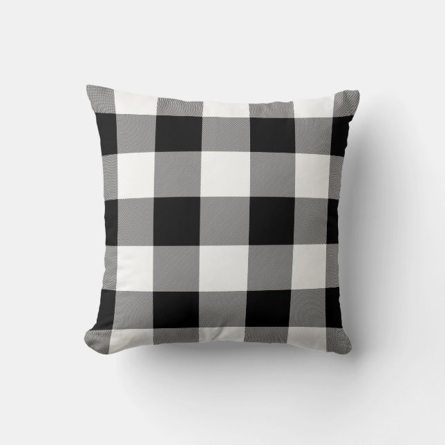 White and Black Buffalo Check Throw Pillow (Front)