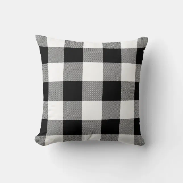 White and Black Buffalo Check Throw Pillow | Zazzle