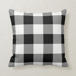 White and Black Buffalo Check Throw Pillow