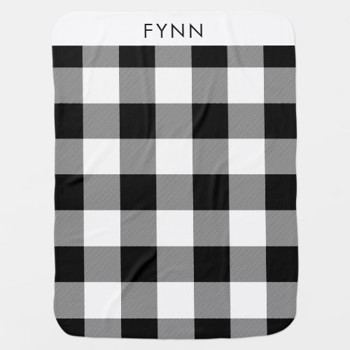 White and Black Buffalo Plaid Baby Blanket