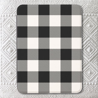 White and Black Buffalo Plaid Gingham Kindle Cover