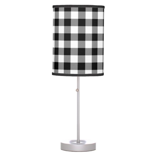 White and Black Buffalo Plaid Lamp
