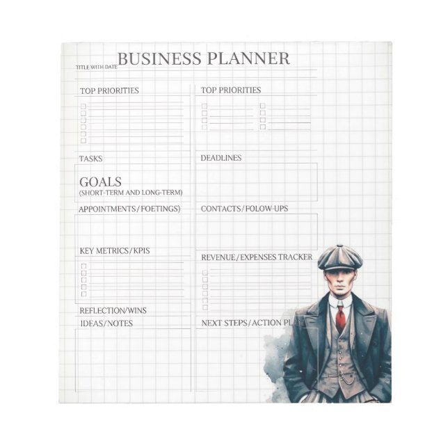 White and Black business planner  Notepad (Front)