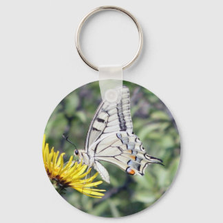 White and Black Butterfly with Red Spots Keychain