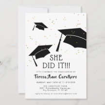 White and Black Cap Gold Glitter Graduation