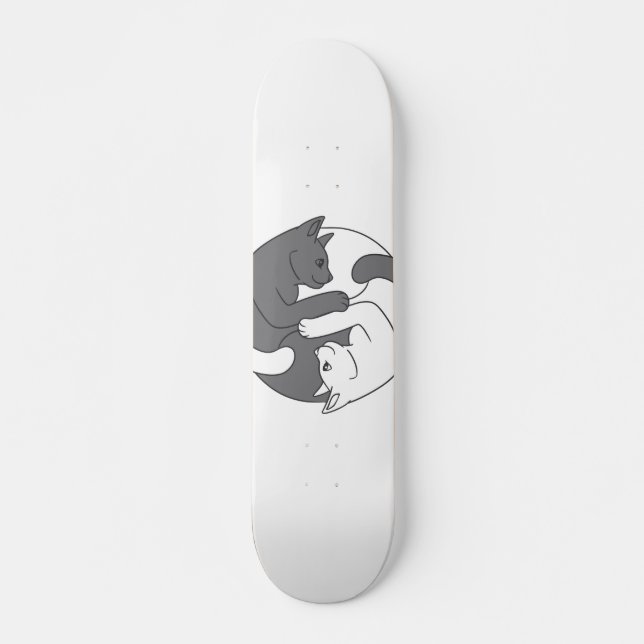 White and black cat hug - Choose background color Skateboard (Front)