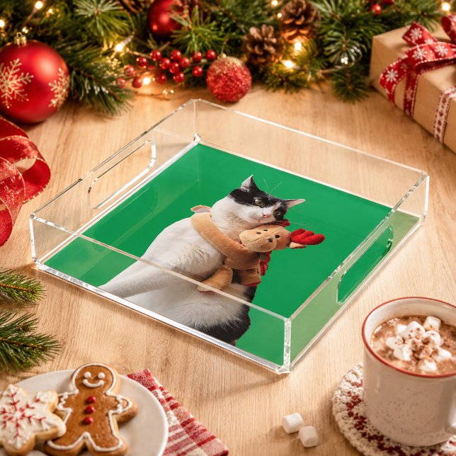 White and Black Cat & Reindeer Christmas Toy Tray (White and Black Cat & Reindeer Christmas Toy Tray)