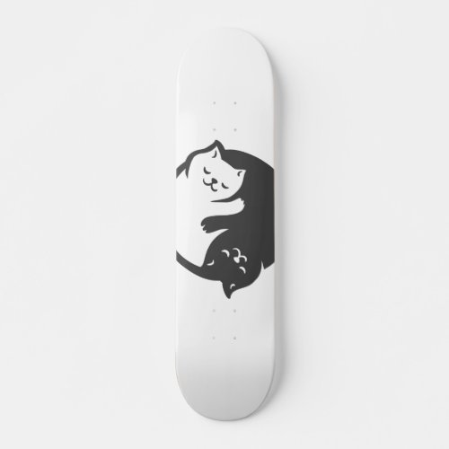White and black cat Yin_Yang _ Choose back color Skateboard