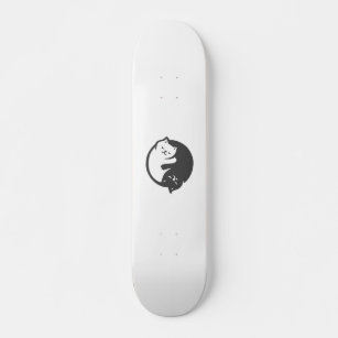 White and black cat Yin-Yang - Choose back color Skateboard
