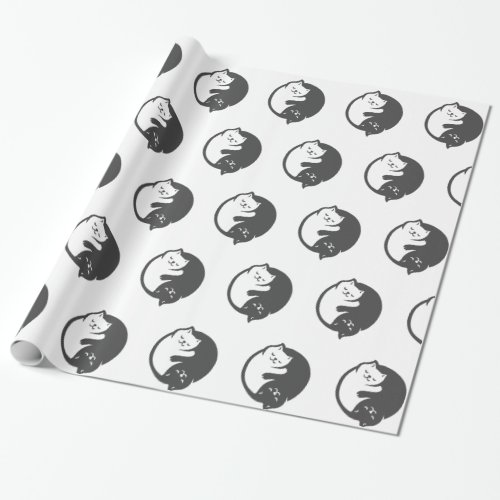 White and black cat Yin_Yang _ Choose back color Wrapping Paper