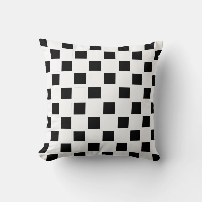 White and Black Checked Throw Pillow (Front)