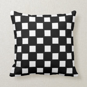 White and Black Checked Throw Pillow