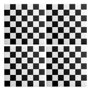 White and Black Checkered Ceramic Tile