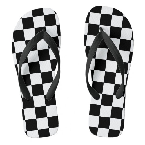 White and Black Checkered  DIY Background Color Flip Flops